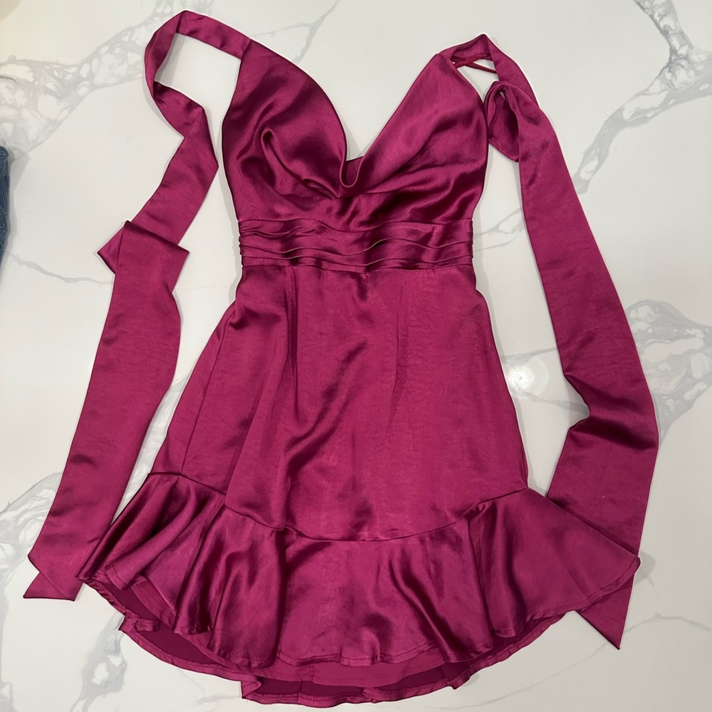 Collective Plum Silk Backless Dress